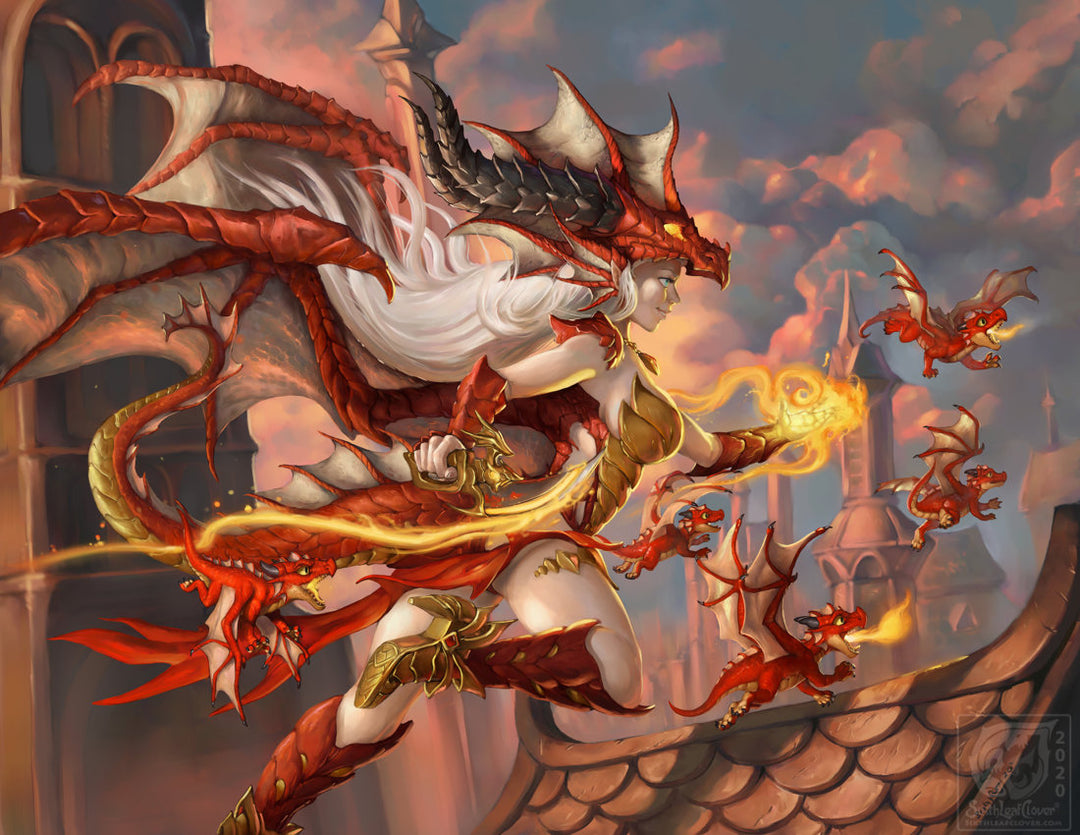 Fire Dragon Soul High Fantasy Art by SixthLeafClover