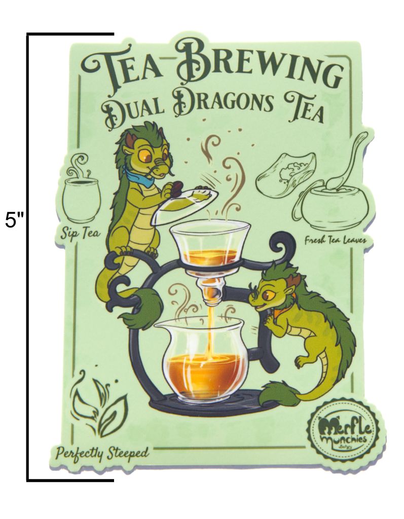 Dual Dragons Tea Brewing Sticker