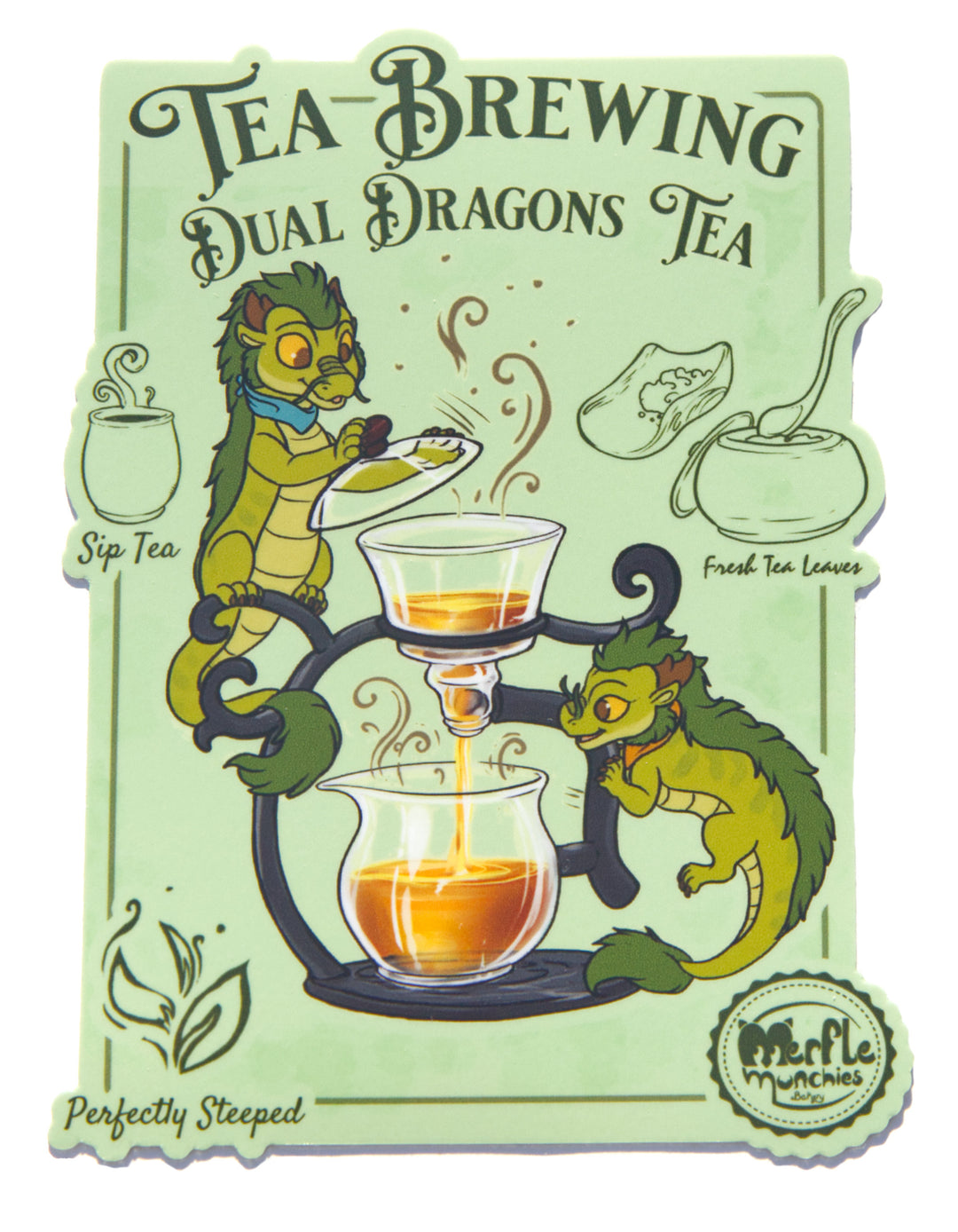 Dual Dragons Tea Brewing Sticker