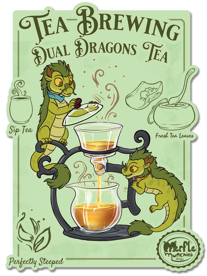 Dual Dragons Tea Brewing Sticker