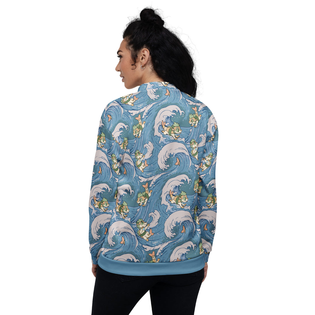 Surfing Sushi Dragons Unisex Bomber Jacket