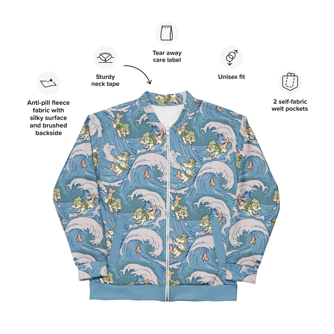 Surfing Sushi Dragons Unisex Bomber Jacket
