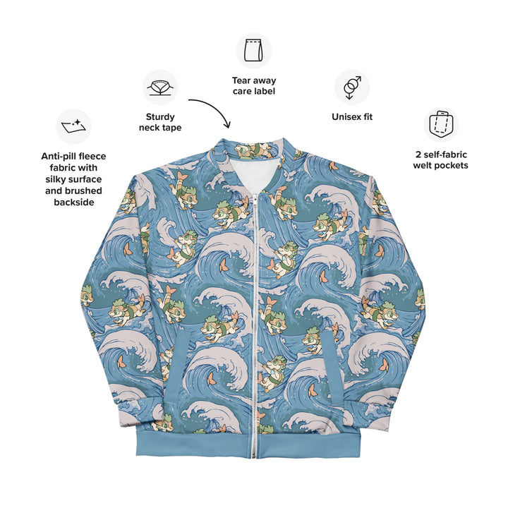 Surfing Sushi Dragons Unisex Bomber Jacket