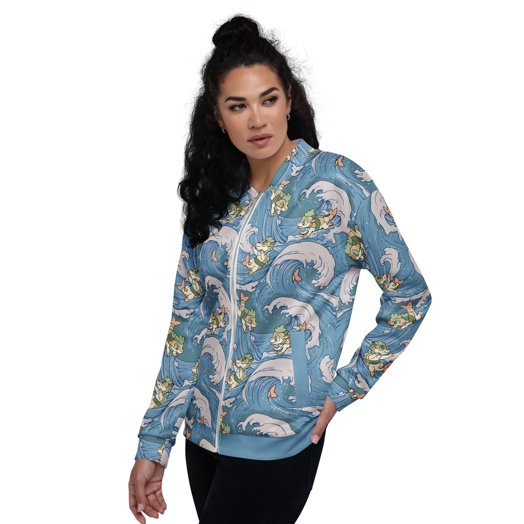 Surfing Sushi Dragons Unisex Bomber Jacket