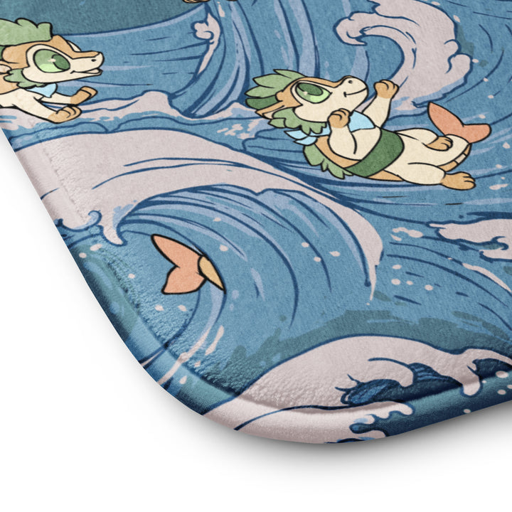 Surfing Sushi Dragons Memory foam bath mat
