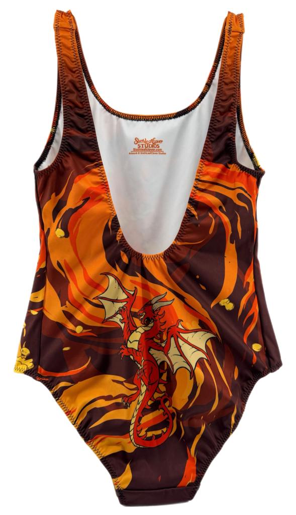 Dragon Treasure Womens One-Piece Swimsuit Red