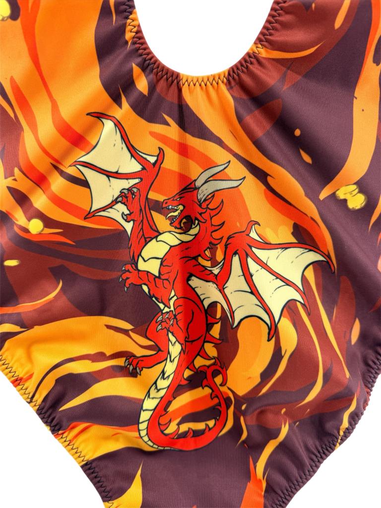 Dragon Treasure Womens One-Piece Swimsuit Red