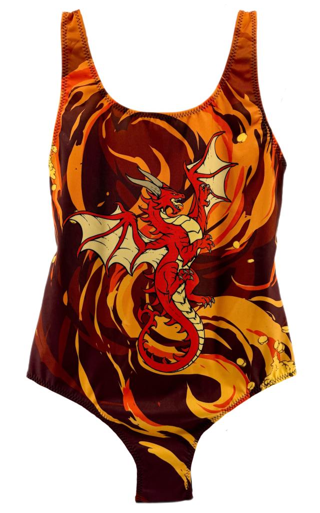 Dragon Treasure Womens One-Piece Swimsuit Red