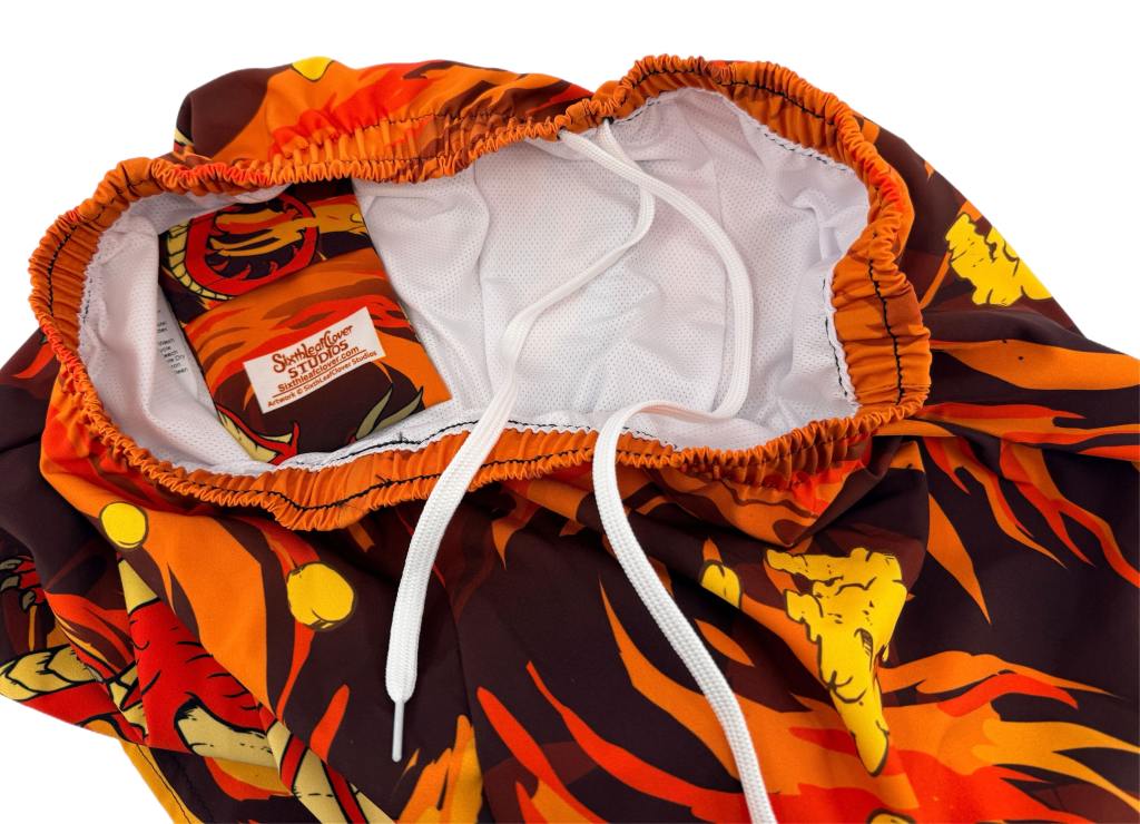 Dragon Treasure Mens Swim Trunks Red