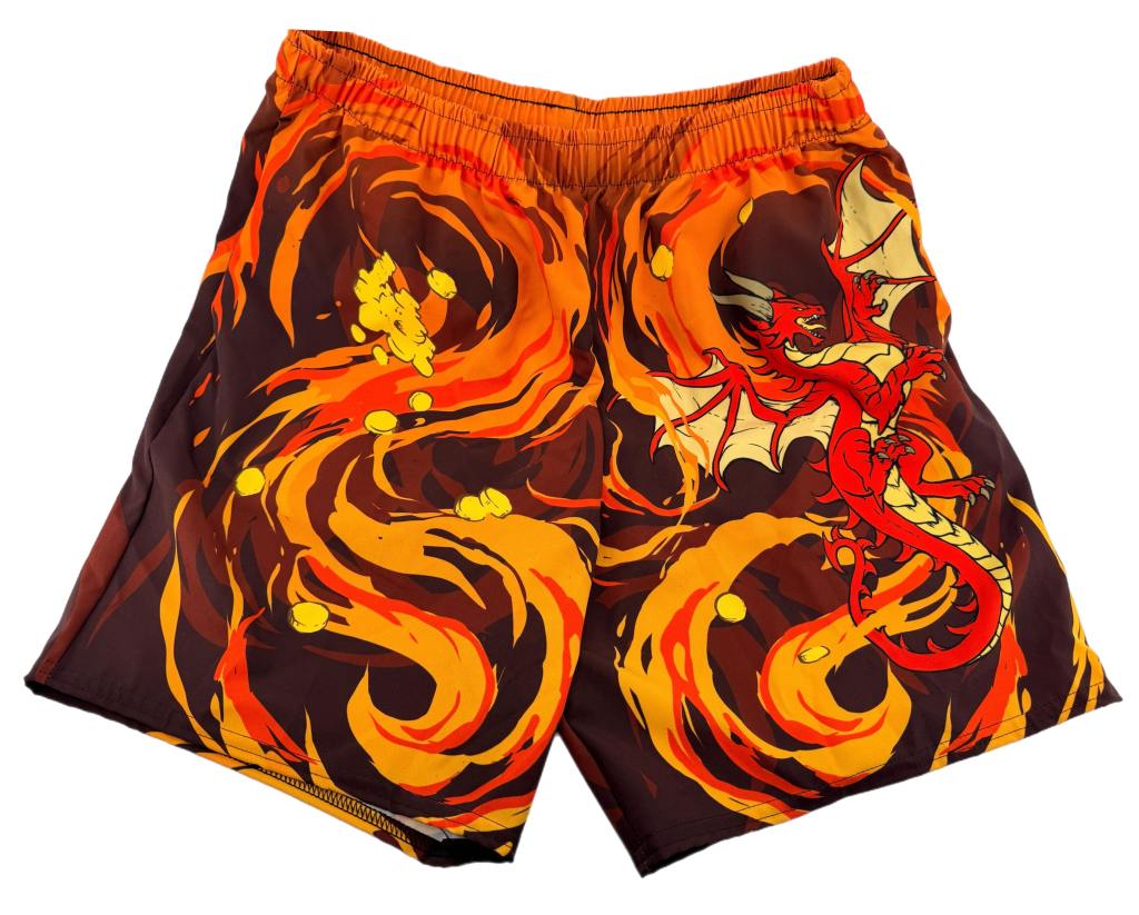 Dragon Treasure Mens Swim Trunks Red
