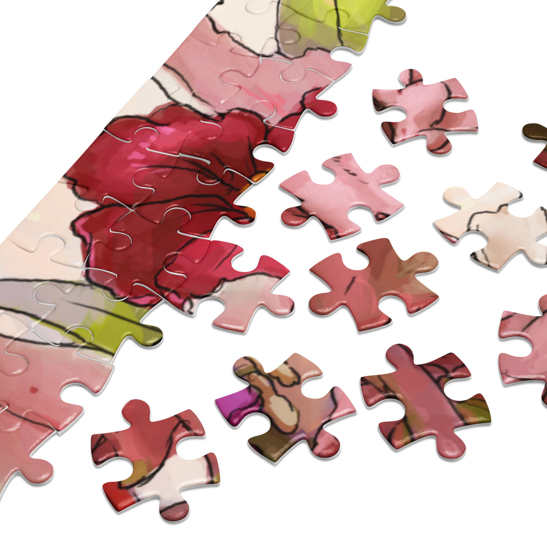 Flower Dragons Bouquet Jigsaw puzzle with tin