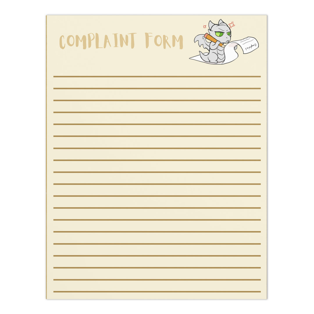 Dragon Whelp Complaint Form Notepad