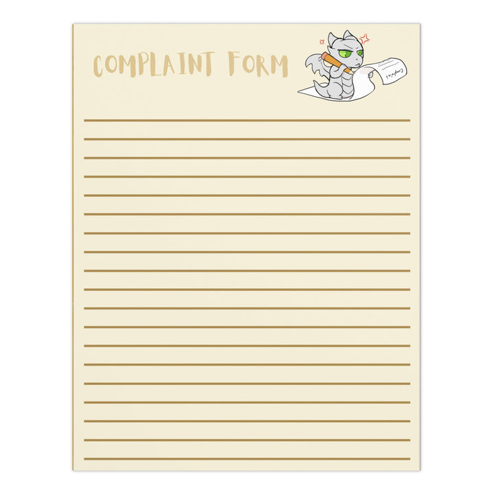 Dragon Whelp Complaint Form Notepad