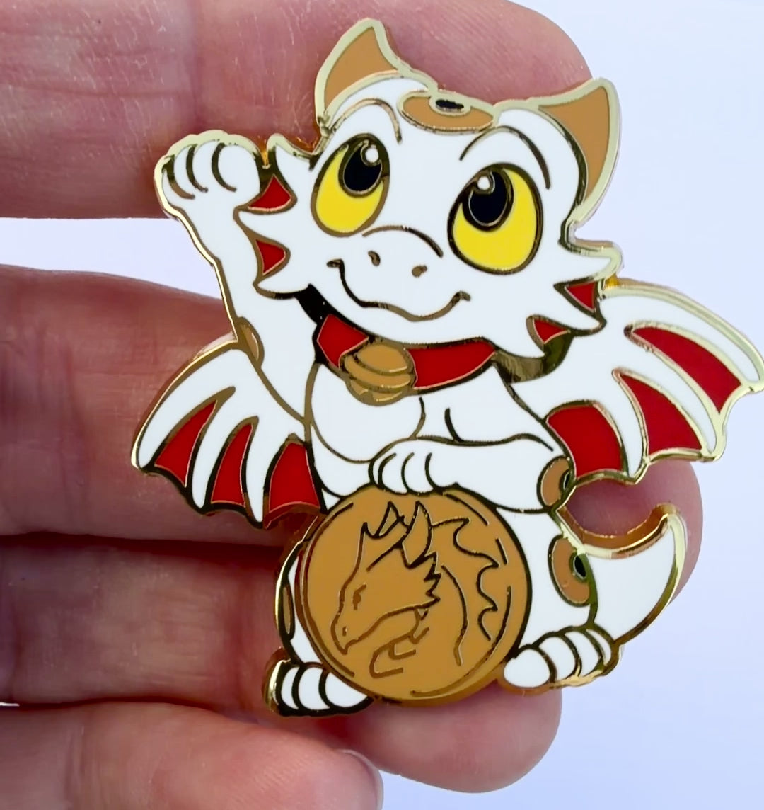 Beckoning Lucky Dragon Enamel Pin