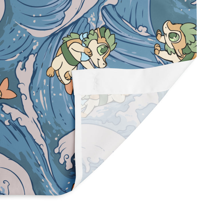 Surfing Sushi Dragons Shower curtain