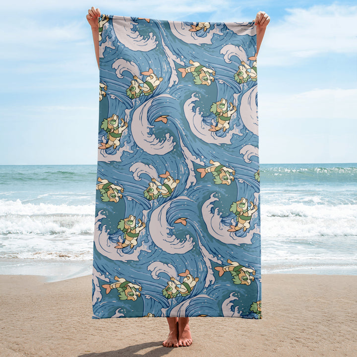 Surfing Sushi Dragons Towel