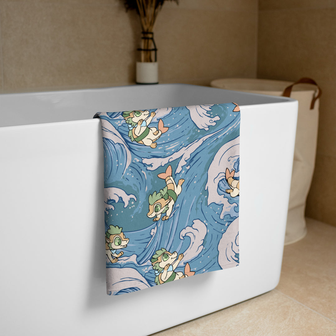 Surfing Sushi Dragons Towel