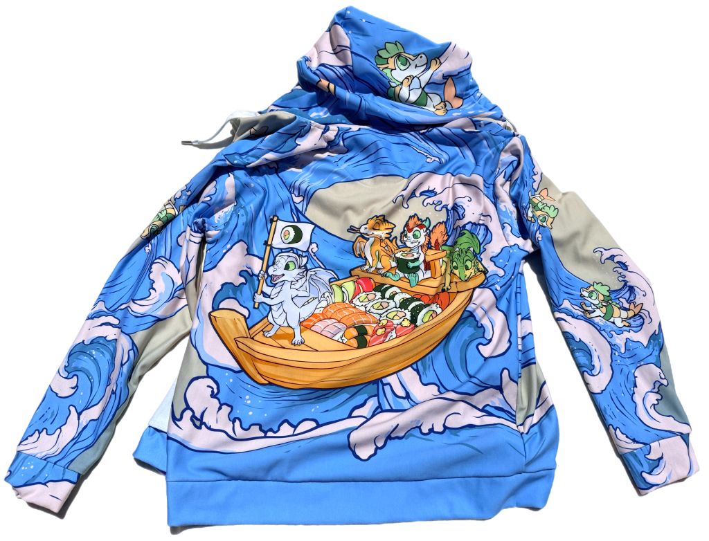 Surfing Sushi Dragons Unisex Zip Hoodie