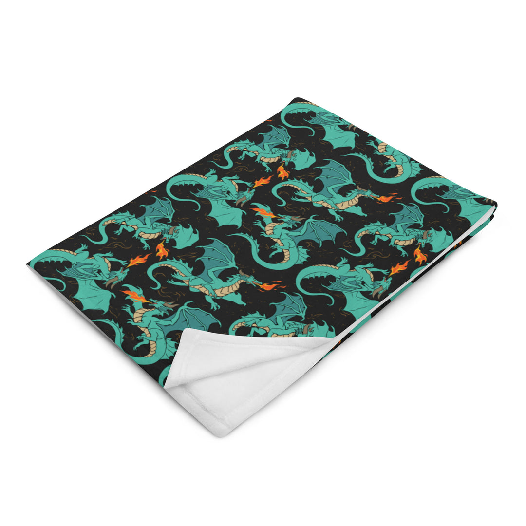 Dragon Teal Throw Blanket
