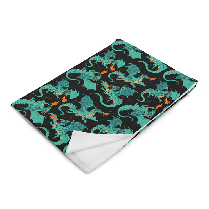 Dragon Teal Throw Blanket