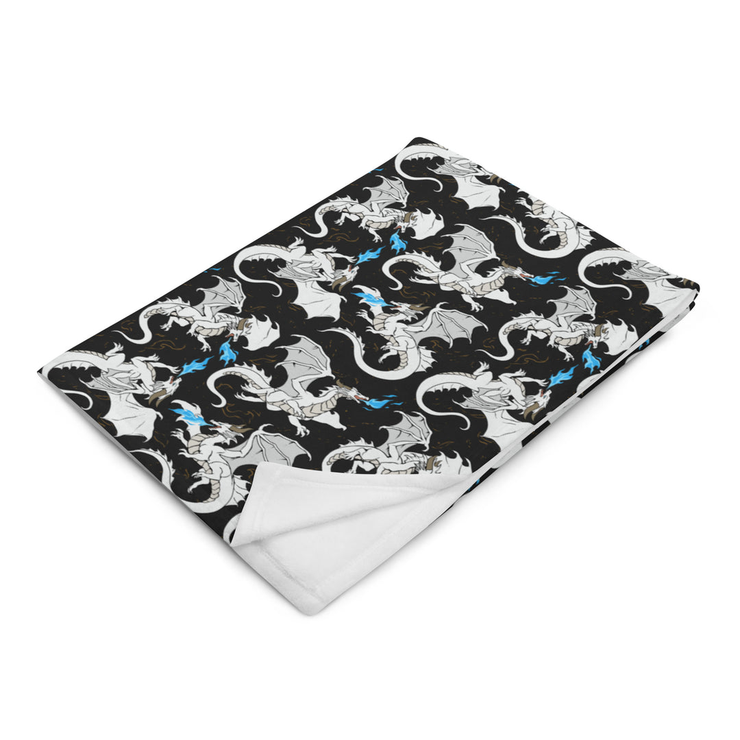 Dragon White Throw Blanket