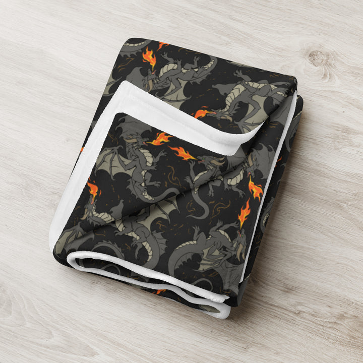 Dragon Black Throw Blanket