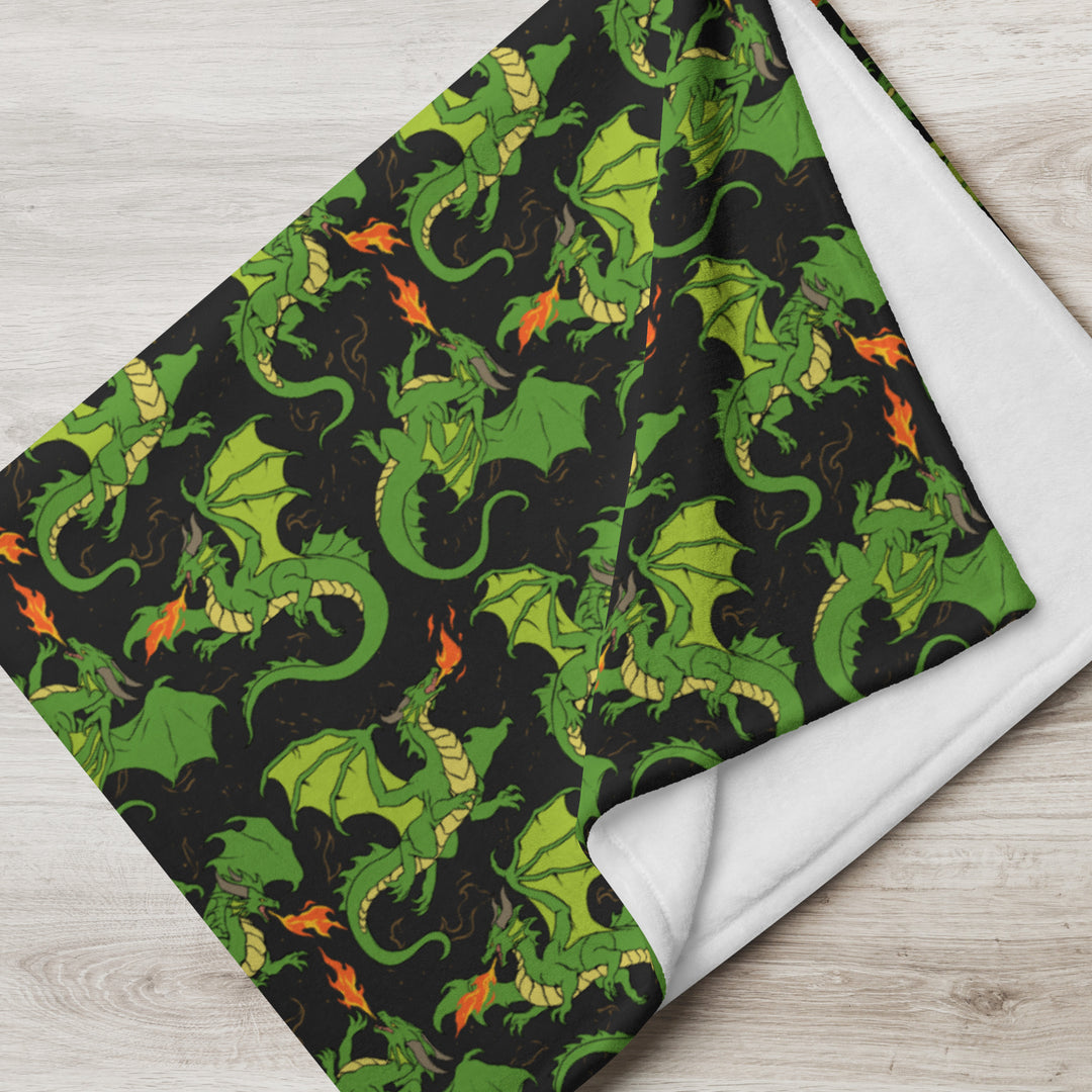 Dragon Green Throw Blanket