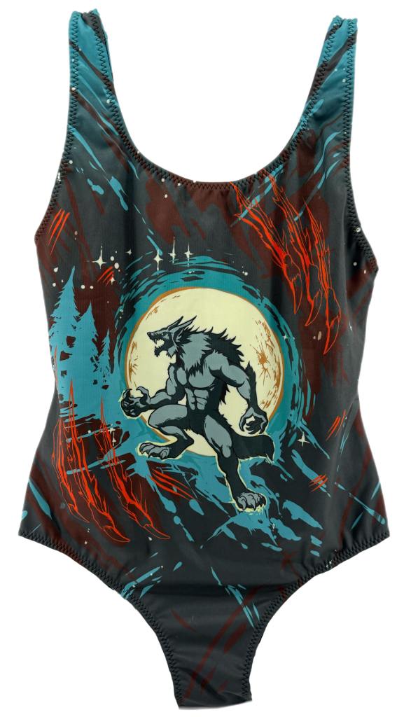Werewolf Night Womens One-Piece Swimsuit Grey