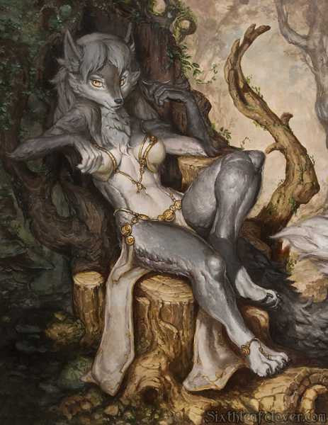 Silver Moon Fantasy Werewolf Art by SixthLeafClover
