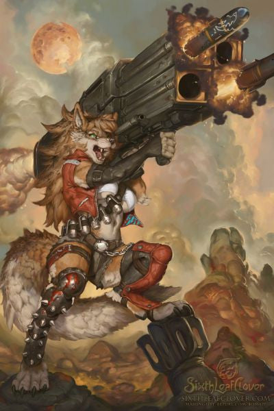 Hell Fire Fantasy Werewolf Art by SixthLeafClover