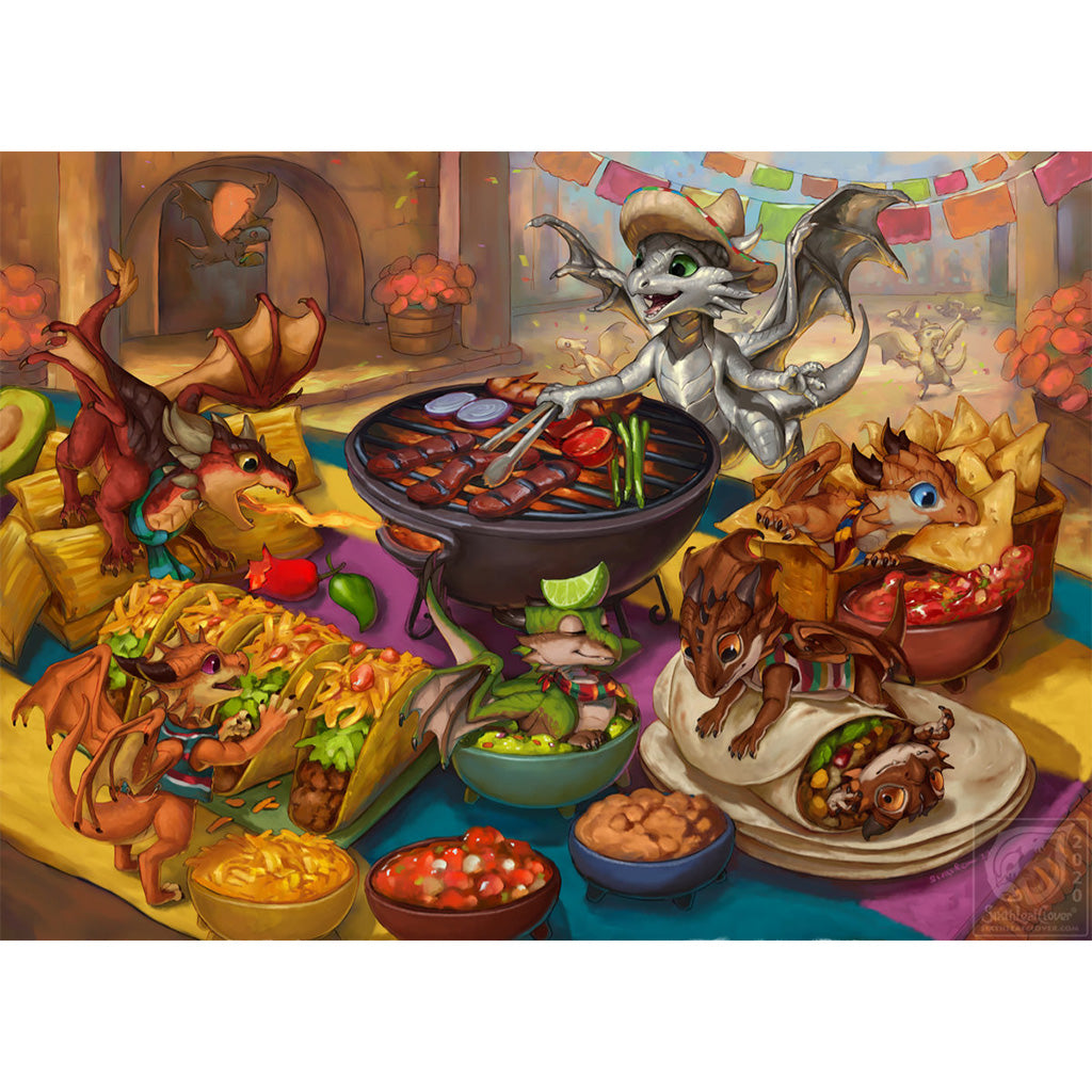 The Fiesta Fantasy Dragon Whelps Making Mexican Food by SixthLeafClover