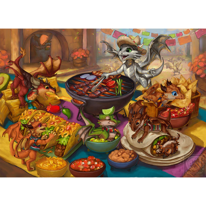 The Fiesta Fantasy Dragon Whelps Making Mexican Food by SixthLeafClover