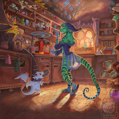 Window to Dawn Alice Space Lizard Fantasy Art by SixthLeafClover