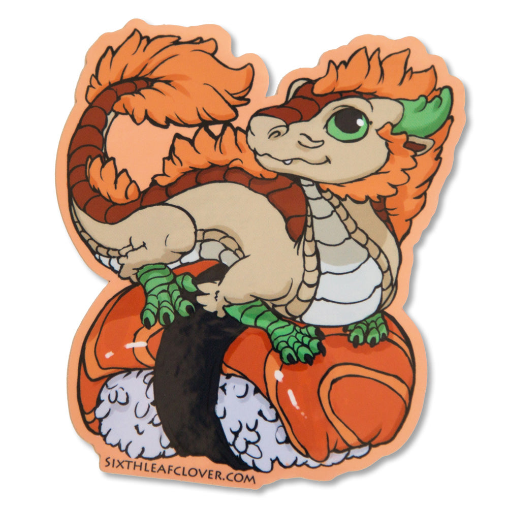 Dragon Sticker Roll Salmon Dragon Roll Sticker – SixthLeafClover Studios